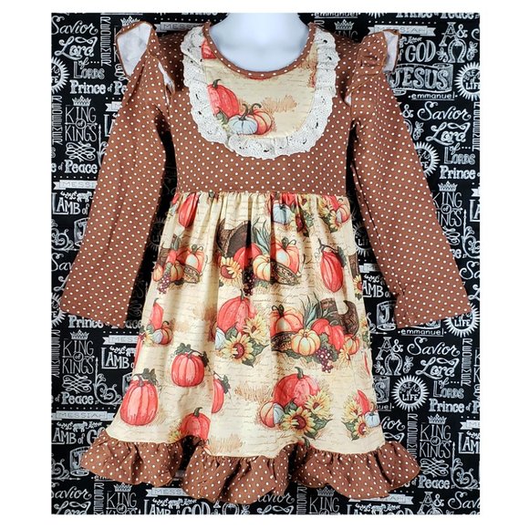 Fall Pumpkin Harvest Thanksgiving Dress NEW 5-6 - Picture 2 of 15